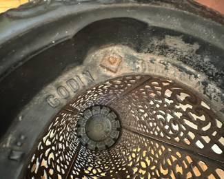 Godin heavy cast iron parlor stove, alternate view.