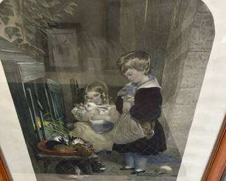 Antique framed prints.