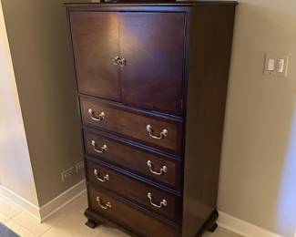 Elegant highboy dresser with video cabinet