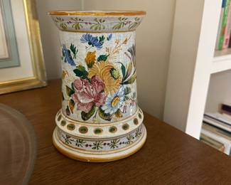Hand painted ceramic votive.
