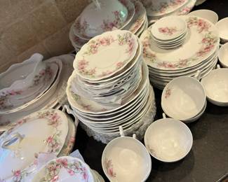 Charming antique set of pink floral china.