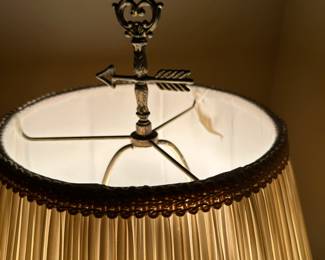 Two tiered brass table lamp with ball and claw feet. Alternate view.