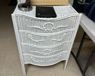 Charming rattan bedside table or small chest.