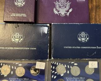 Silver coins plus quarter proof sets