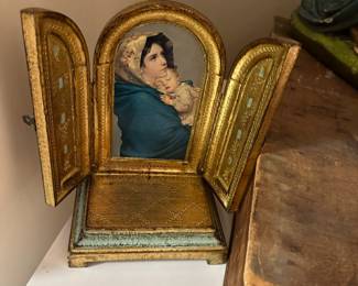 Vintage Florentine Virgin Mary triptych.