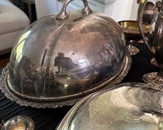 Silverplate domed serving tray