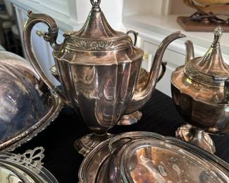 Silverplate coffee tea service alternate view.