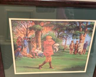Suite of Marvin Brehm Bently House framed golf prints.