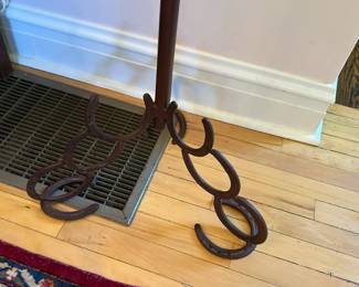 Vintage horseshoe coat rack. Alternate view.