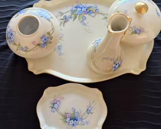 Vintage hand painted porcelain dresser vanity set