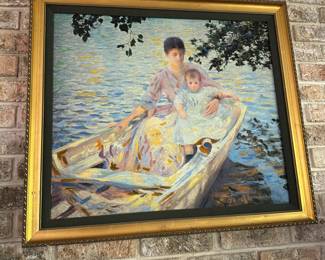 Hand decorated reproduction framed print.