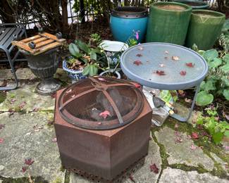 Outdoor planters, furniture, and decor