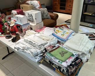 Linens and holiday decor.