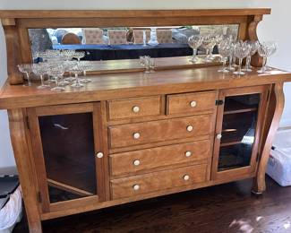 Antique mission oak sideboard with mirror.