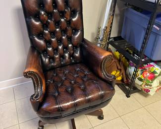 Chesterfield style leather office chair.