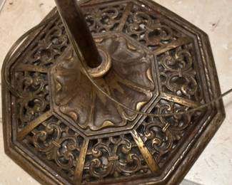Antique floor lamp with ornate metalwork. Alternate view.