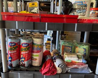Shop towels & lots of measuring tapes, all sizes