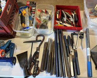 Chisels, caulk guns, razor blades etc