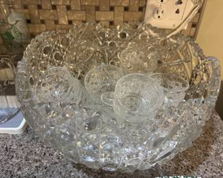 Glass punch bowl with glass ladle