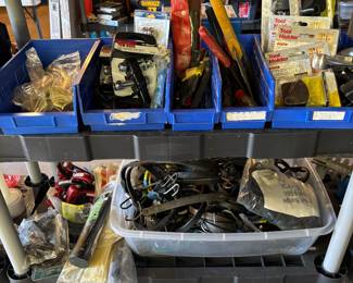 Assorted tools; bungee cords, hooks etc.