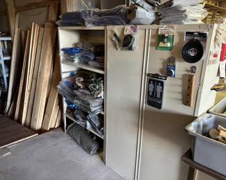 Tarps and storage shelves