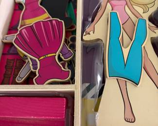 Melissa and Doug Abby and Emma: Dress Up Wooden Doll and Stand Play Set