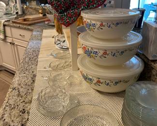 Miscellaneous Glassware and Japan Enameled Mixing Bowl Set