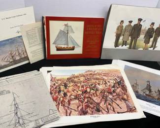 Large Collection Of Military Art Renditions Ship Schemata And More