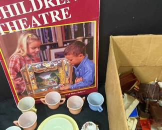 Little Girls Tea Set, A Childrens Paper Theatre And Dollhouse Furniture