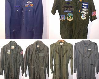 Vintage U.S. Air Force uniforms and flight suits.