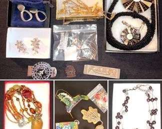 A collection of vintage costume jewelry.