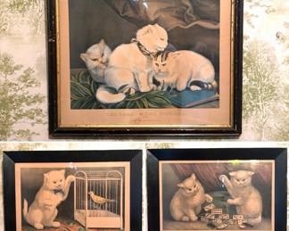 Currier & Ives kitten lithographs