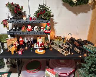 Vintage Christmas decorations, vintage electric toy trains