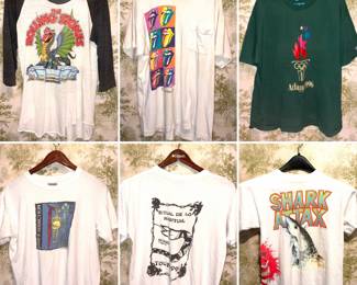 Vintage Rolling Stones band concert tshirt, vintage 1996 Atlanta Olympics tshirt, vintage Jane’s Addiction band tshirt, vintage single stitch shark attack tshirt