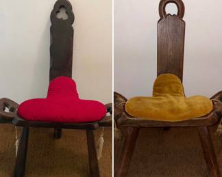 Vintage wooden birthing chairs