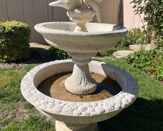 Two Tiered Water Fountain with Doves