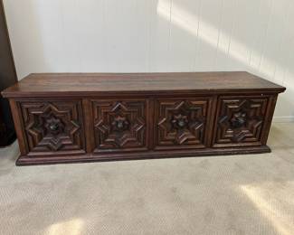 Vintage 1960s Spanish Colonial Style Storage Cabinet / Bench