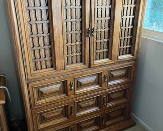 Vintage Spanish Colonial Armoire, Tall boy dresser
