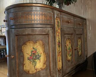 Habersham Style Hand Painted Wood SideBoard, Buffet, Bar