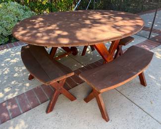 Round Picnic Table and Benches