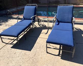 Lounge Chairs with Blue Cushions