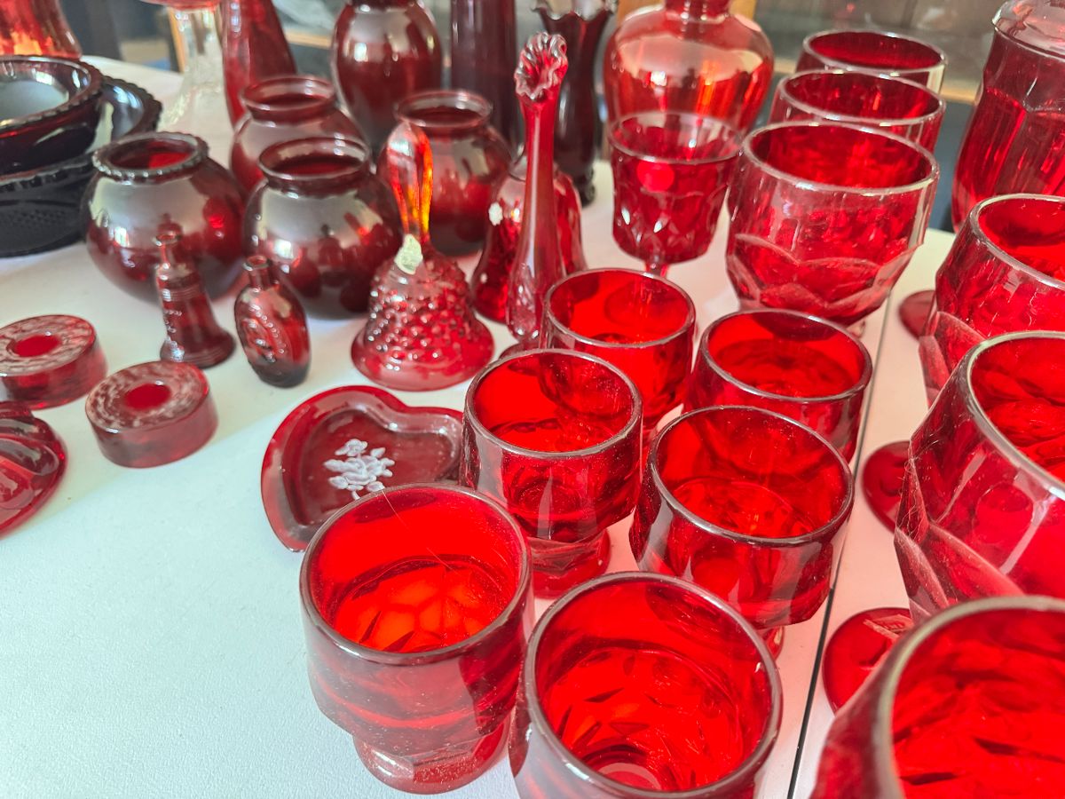 Cranberry glass, being sold as a lot