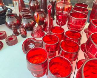 Cranberry glass, being sold as a lot