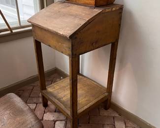 Schoolmaster's desk in yellow paint