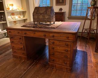 19th c. mahogany partners desk