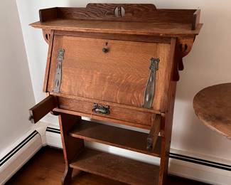 English Arts and Crafts oak desk