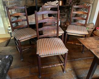Four English ladderback chairs