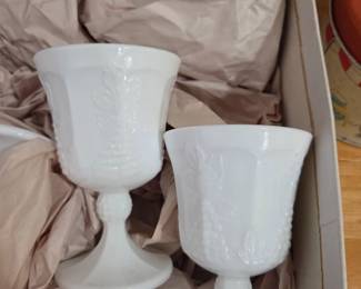 Milk glass goblets Westmoreland