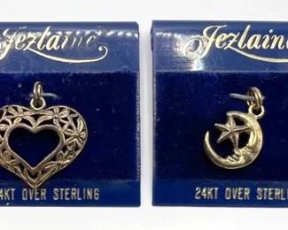 (2) 24K Gold & Sterling Silver Pendants or Charms