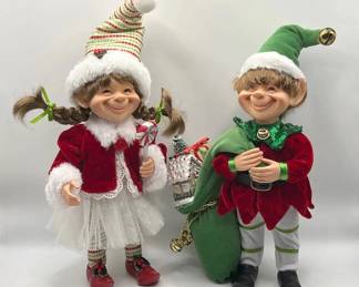 Pair of Karen Didion Christmas Elves